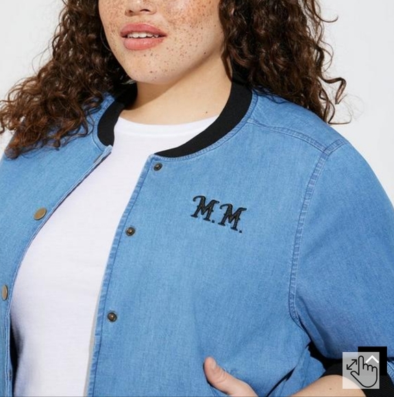 TORRID DISNEY BOMBER JACKET MICKEY MOUSE GRAPHIC DENIM AMERICANA SIZE 2X NWT - Picture 3 of 14